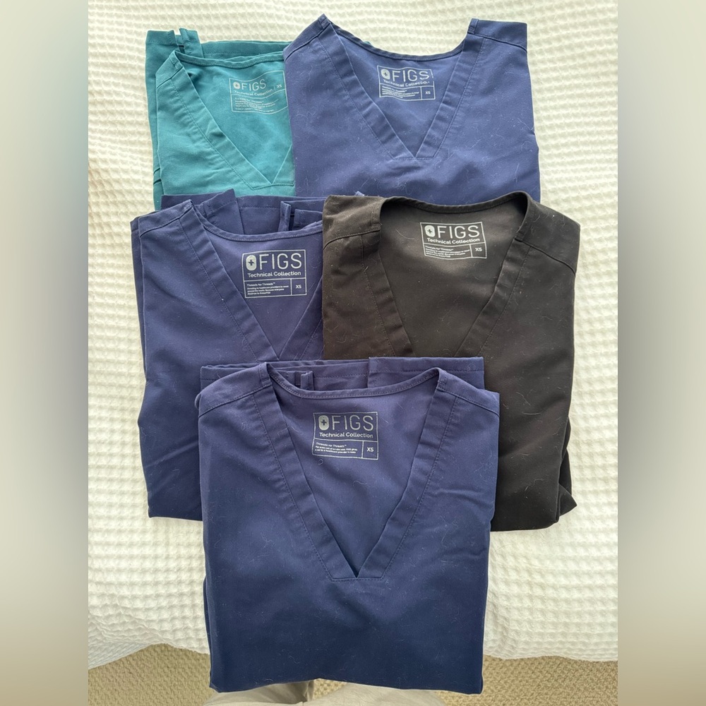 Figs Blue and Black Scrub Tops